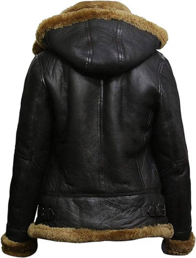 Pre-owned Bomber Women's Raf B3  Black Aviator Pilot Flying Real Leather Shearling Jacket