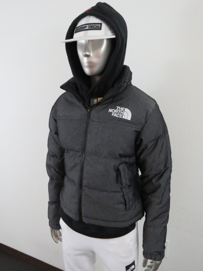 Pre-owned The North Face Womens  1992 92 Reversible Nuptse 600-down Hooded Jacket Black In Black Denim
