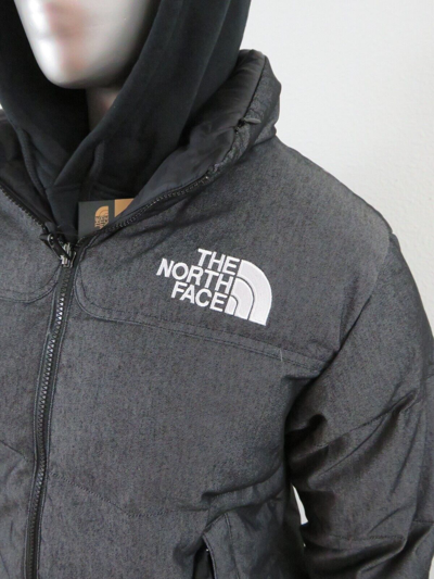 Pre-owned The North Face Womens  1992 92 Reversible Nuptse 600-down Hooded Jacket Black In Black Denim