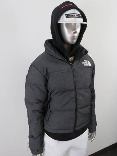 Pre-owned The North Face Womens  1992 92 Reversible Nuptse 600-down Hooded Jacket Black In Black Denim