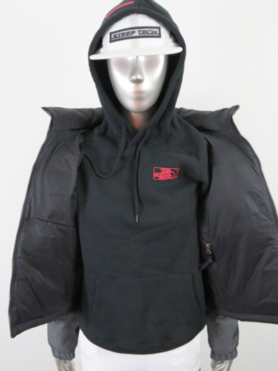Pre-owned The North Face Womens  1992 92 Reversible Nuptse 600-down Hooded Jacket Black In Black Denim