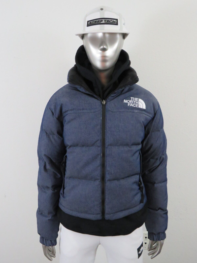 Pre-owned The North Face Womens  1992 92 Reversible Nuptse 600-down Hooded Jacket Denim In Blue