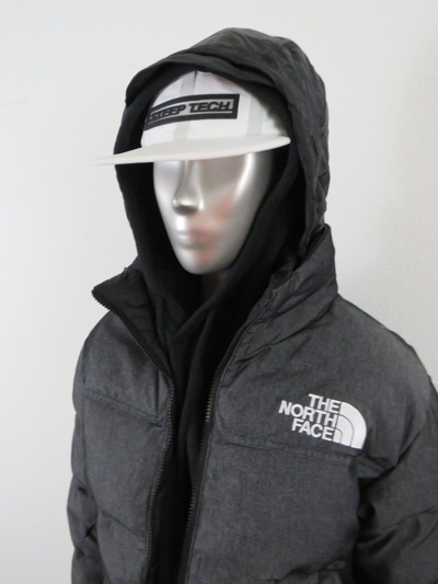 Pre-owned The North Face Womens  1992 92 Reversible Nuptse 600-down Hooded Jacket Black In Black Denim