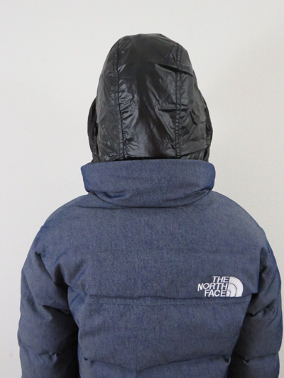 Pre-owned The North Face Womens  1992 92 Reversible Nuptse 600-down Hooded Jacket Denim In Blue