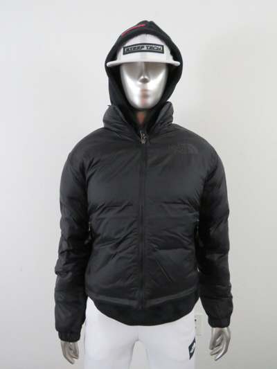 Pre-owned The North Face Womens  1992 92 Reversible Nuptse 600-down Hooded Jacket Black In Black Denim