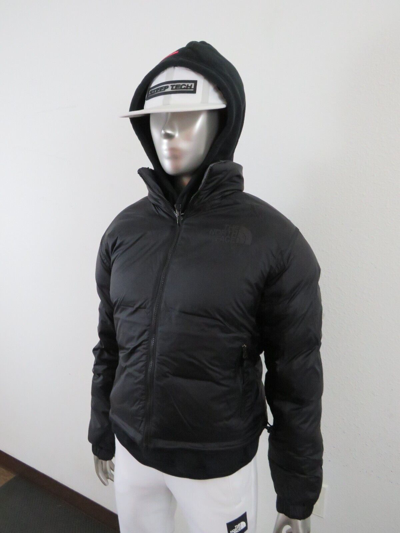 Pre-owned The North Face Womens  1992 92 Reversible Nuptse 600-down Hooded Jacket Black In Black Denim
