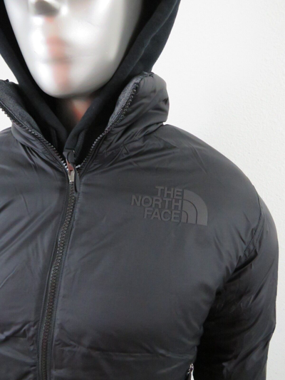 Pre-owned The North Face Womens  1992 92 Reversible Nuptse 600-down Hooded Jacket Black In Black Denim