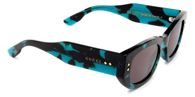 Pre-owned Gucci Original  Sunglasses Gg1215s 001 Havana Blue Frame Gray Gradient Lens 51mm