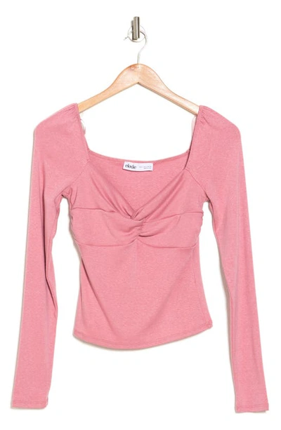 Shop Elodie Twist Front Long Sleeve Top In Pink
