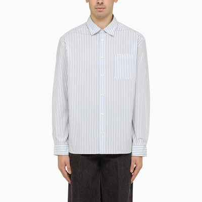 Shop Apc A.p.c. White And Light Blue Striped Shirt