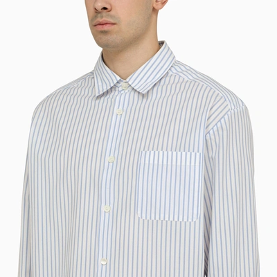 Shop Apc A.p.c. White And Light Blue Striped Shirt