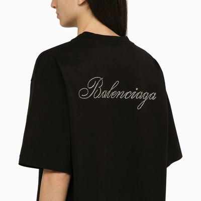 Shop Balenciaga Black Crew Neck T Shirt With Logo