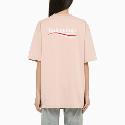 Shop Balenciaga Light Pink Cotton Political Campaign T Shirt