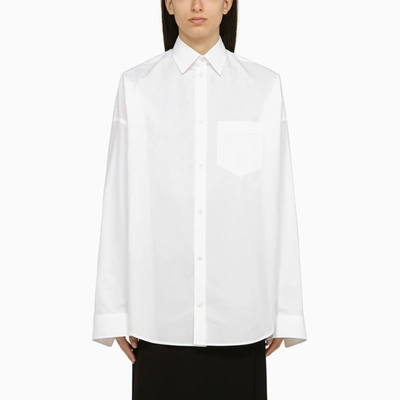 Shop Balenciaga White Cotton Shirt With Logo