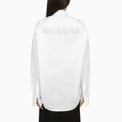 Shop Balenciaga White Cotton Shirt With Logo