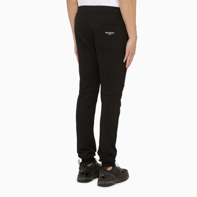 Shop Balmain Black Jogging Trousers With Logo Print