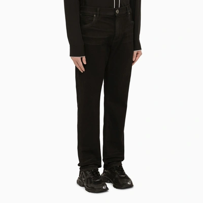 Shop Balmain Black Regular Jeans With Embroidery