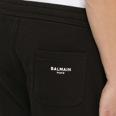 Shop Balmain Black Jogging Trousers With Logo Print