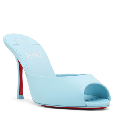 Shop Christian Louboutin Me Dolly 85 Blue Leather Mules
