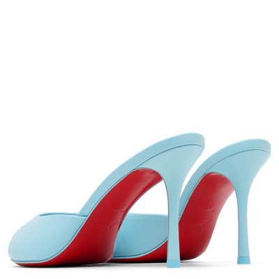 Shop Christian Louboutin Me Dolly 85 Blue Leather Mules