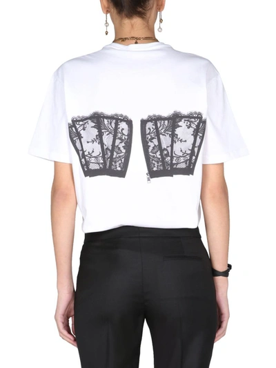 Shop Alexander Mcqueen Corset Print T-shirt In White
