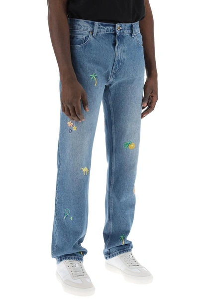 Shop Casablanca Embroidered Straight Jeans