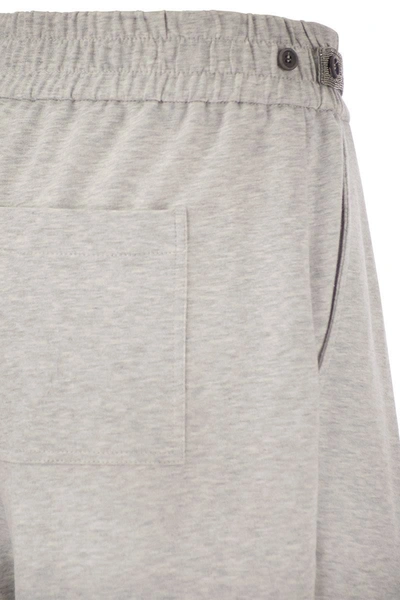 Shop Brunello Cucinelli Cotton Fleece Trousers In Grey