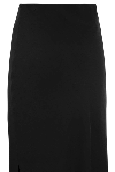Shop Brunello Cucinelli Viscose And Linen Long Pencil Skirt In Black
