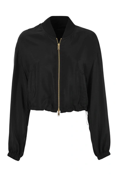 Shop Fabiana Filippi Cupro Cropped Jacket In Black