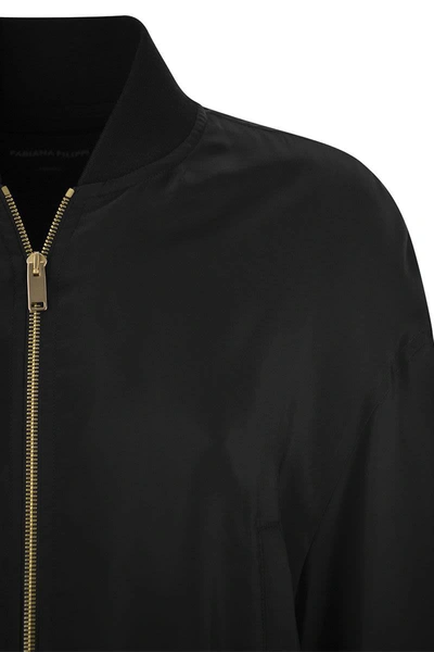 Shop Fabiana Filippi Cupro Cropped Jacket In Black