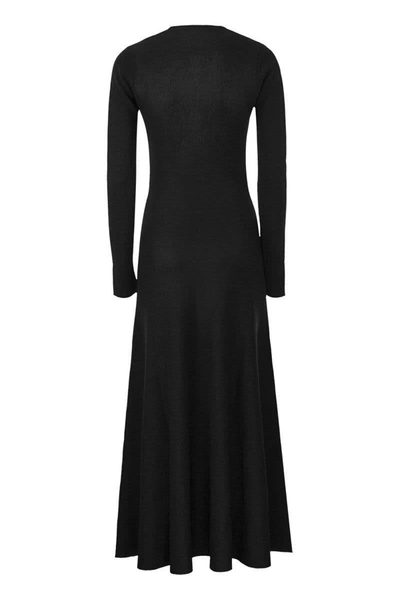 Shop Fabiana Filippi Long Viscose Lurex Dress In Black