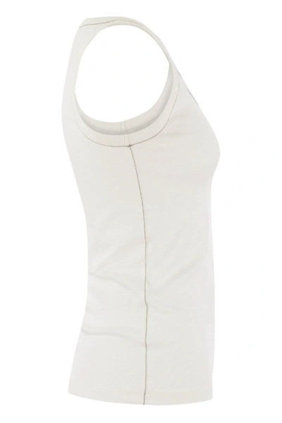 Shop Fabiana Filippi Ribbed Jersey Tank Top In White