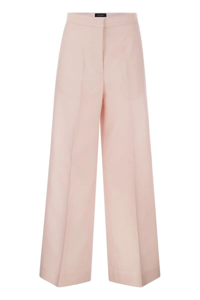 Shop Fabiana Filippi Wool And Silk Wide Trousers In Pink