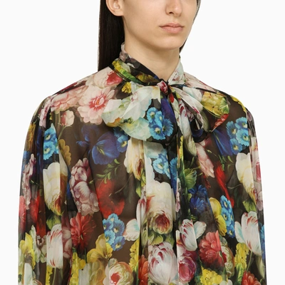 Shop Dolce & Gabbana Dolce&gabbana Silk Night Flower Print Shirt