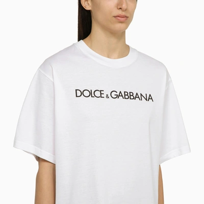 Shop Dolce & Gabbana Dolce&gabbana White Crew Neck T Shirt With Logo In Cotton