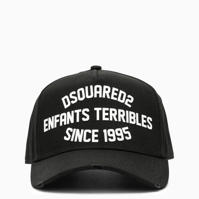Shop Dsquared2 Black Visor Hat With Logo Inscription