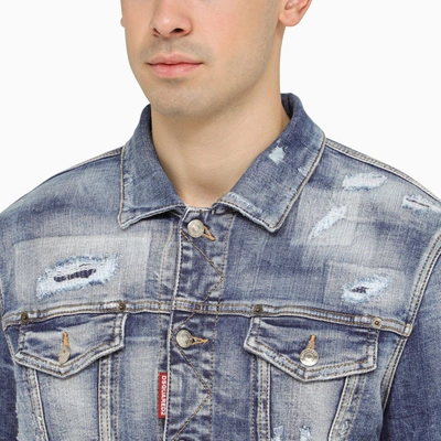 Shop Dsquared2 Navy Jeans Jacket With Tears