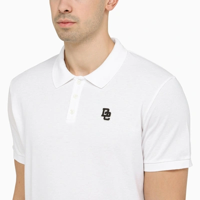 Shop Dsquared2 White Short Sleeved Polo Shirt With Logo Embroidery