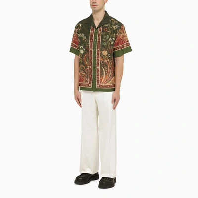 Shop Etro Green Bowling Shirt With Paisley Pattern