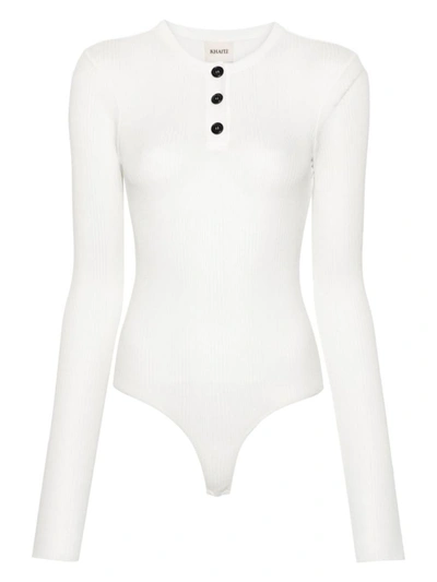 Shop Khaite Janelle Cotton Bodysuit In White