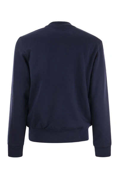 Shop Lacoste Jogger Sweatshirt In Brushed Organic Cotton In Blue