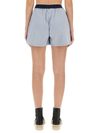 Shop Marni Bermuda Shorts With Stripe Pattern In Azure