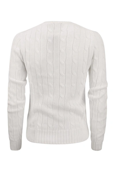 Shop Polo Ralph Lauren Slim-fit Cable Knit In White