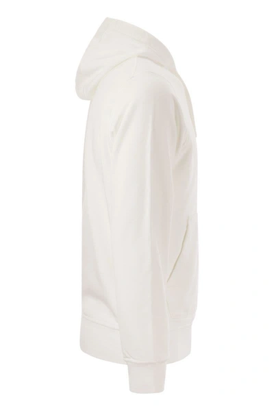 Shop Stone Island Hooded Sweatshirt In White