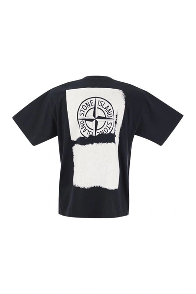 Shop Stone Island T-shirt With Print In Blue