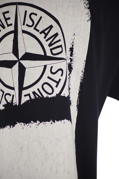 Shop Stone Island T-shirt With Print In Blue