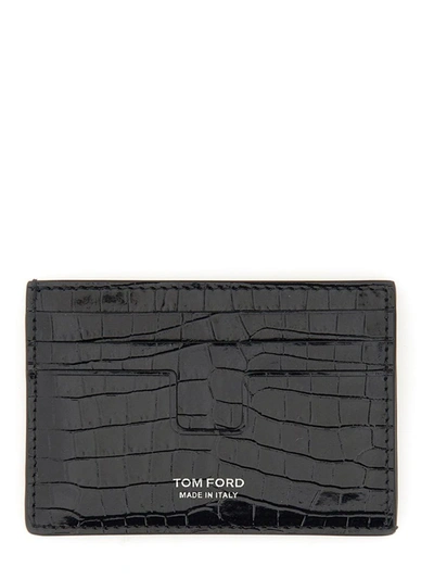 Shop Tom Ford T Line Card Holder In Black