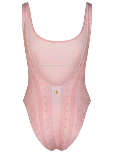 Shop Versace 'baroque' One-piece Swimsuit In Pink