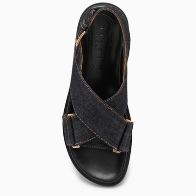 Shop Marni Blue Denim Crossover Sandal