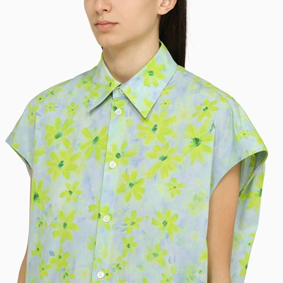 Shop Marni Light Blue/light Green Cotton Cocoon Shirt